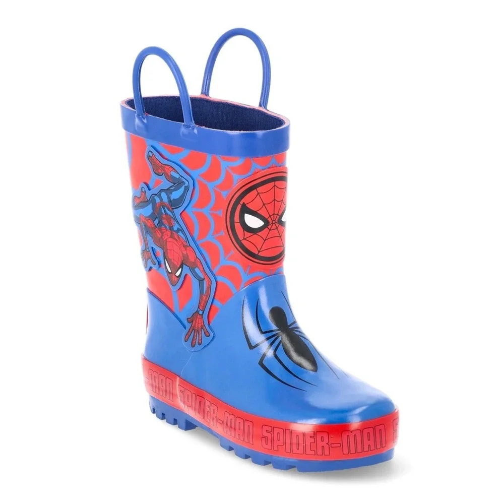 Marvel Spider-Man Toddler Boys Rain Boots‎ Blue Red Rubber Size 5/6 Waterproof